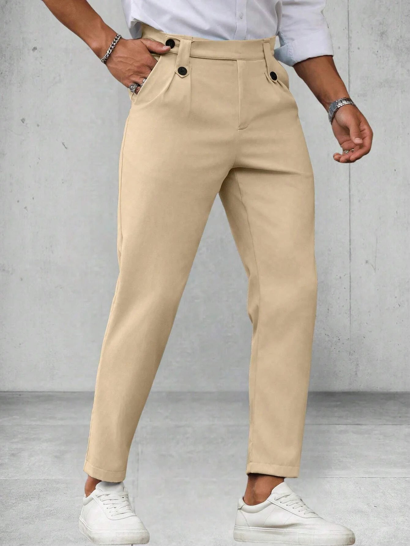Alfie | Casual herenbroek in effen kleur