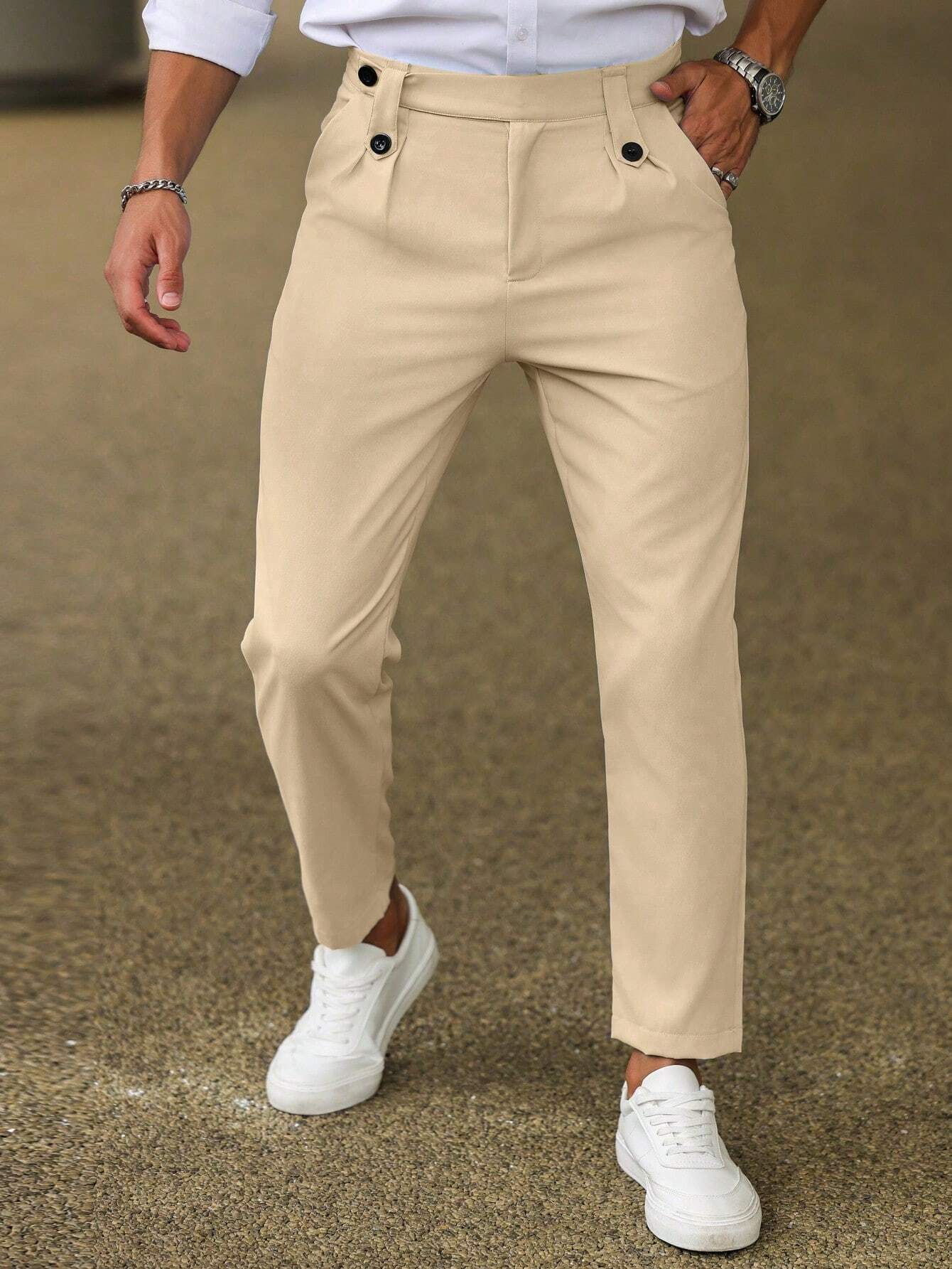 Alfie | Casual herenbroek in effen kleur