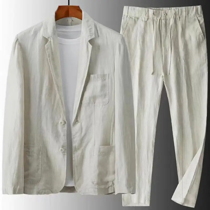 Casual Linnen Set Voor Mannen