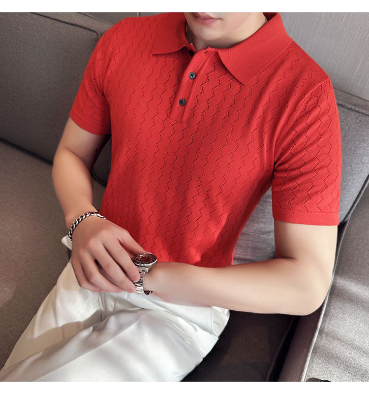 NIMA Modieuze Gebreide Poloshirt Met Revers