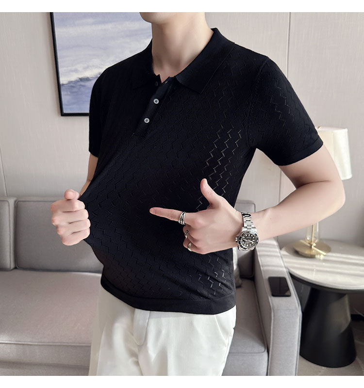 NIMA Modieuze Gebreide Poloshirt Met Revers
