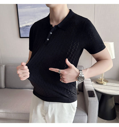 NIMA Modieuze Gebreide Poloshirt Met Revers