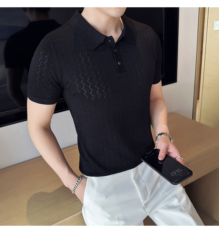 NIMA Modieuze Gebreide Poloshirt Met Revers