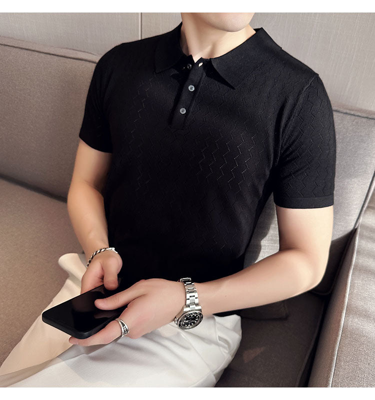 NIMA Modieuze Gebreide Poloshirt Met Revers