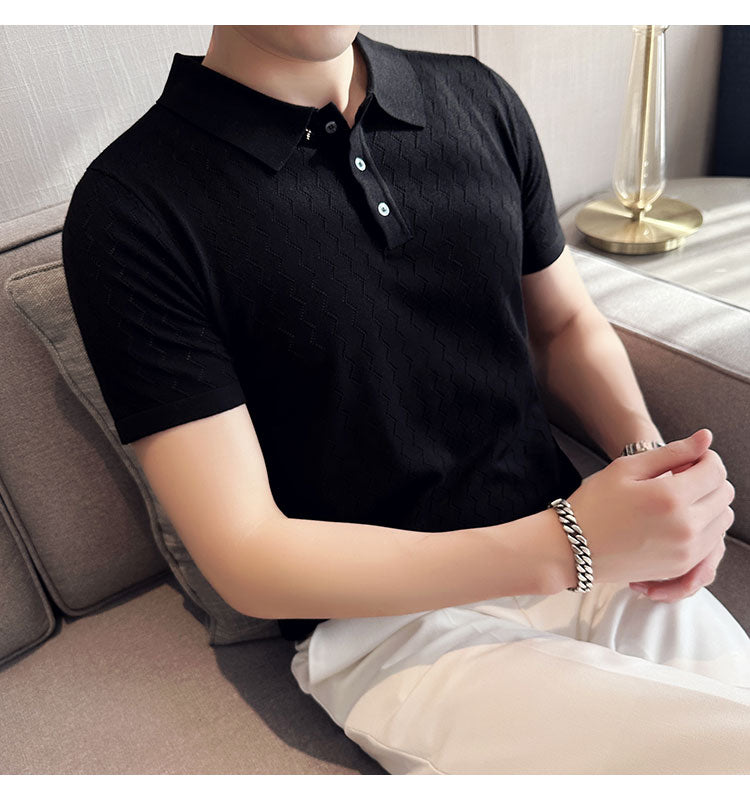 NIMA Modieuze Gebreide Poloshirt Met Revers
