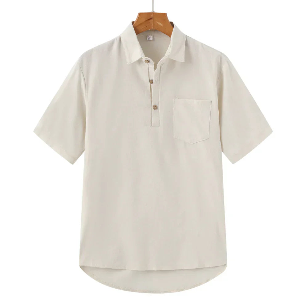 River Blouse - Linnen Polo Met Korte Mouwen