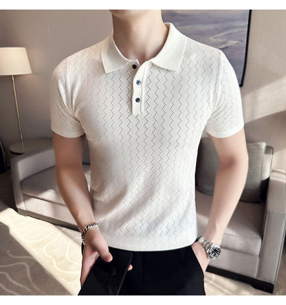 NIMA Modieuze Gebreide Poloshirt Met Revers