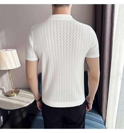 NIMA Modieuze Gebreide Poloshirt Met Revers