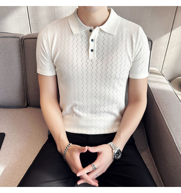 NIMA Modieuze Gebreide Poloshirt Met Revers