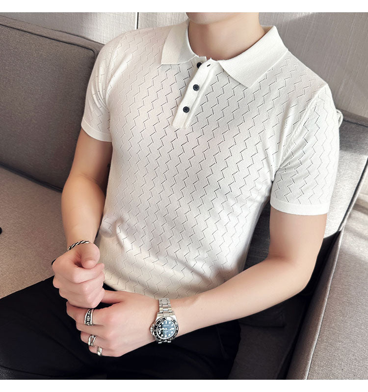 NIMA Modieuze Gebreide Poloshirt Met Revers