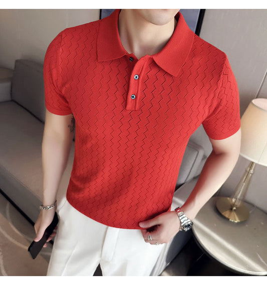 NIMA Modieuze Gebreide Poloshirt Met Revers