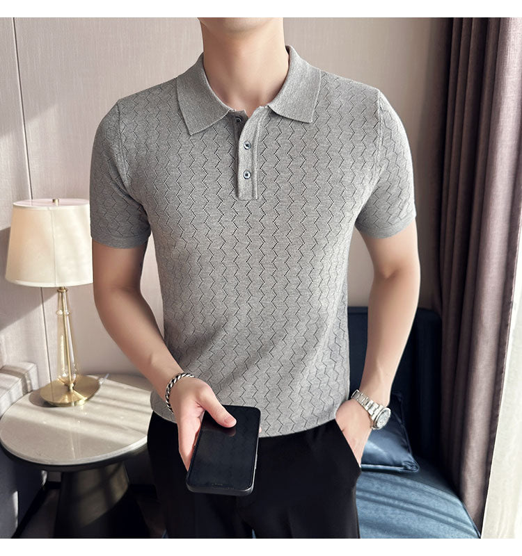 NIMA Modieuze Gebreide Poloshirt Met Revers