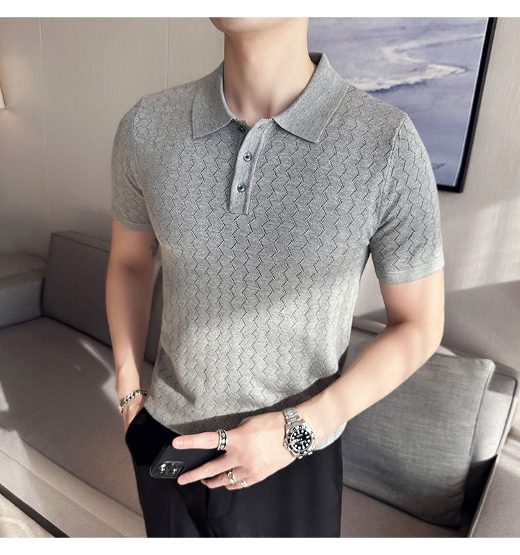 NIMA Modieuze Gebreide Poloshirt Met Revers