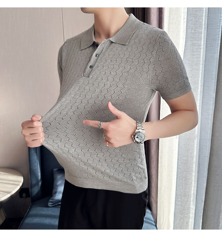 NIMA Modieuze Gebreide Poloshirt Met Revers