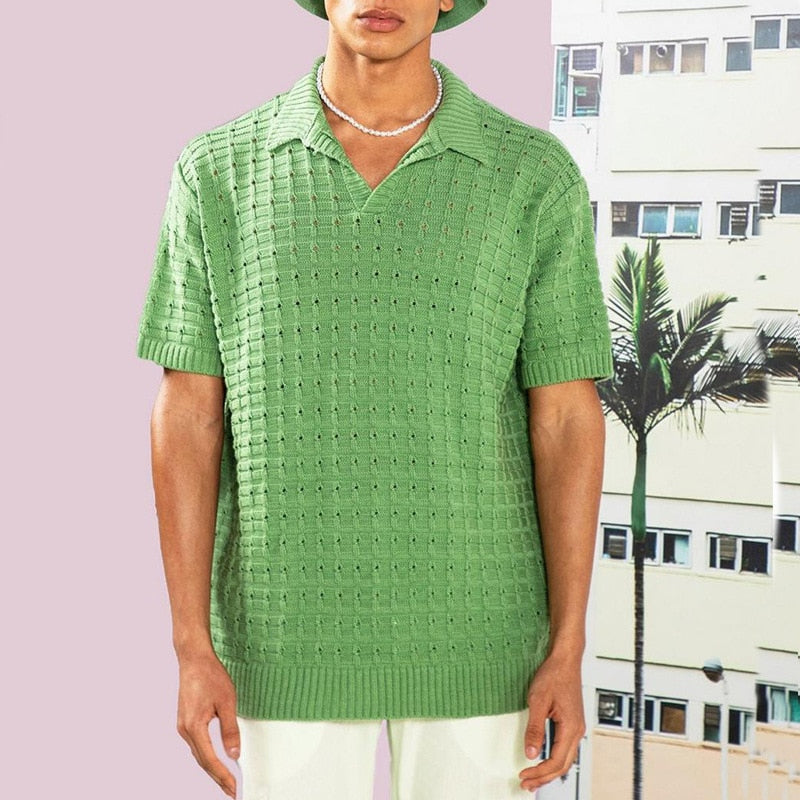 NIMA Gebreide Polo in Versastijl