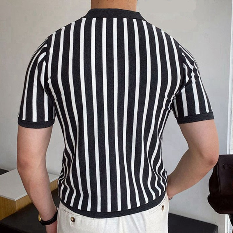 NIMA Polo Met Chique Streepjes En Korte Mouwen