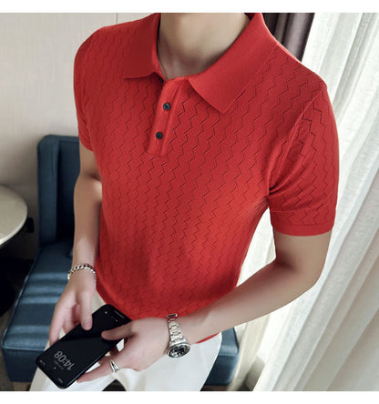 NIMA Modieuze Gebreide Poloshirt Met Revers