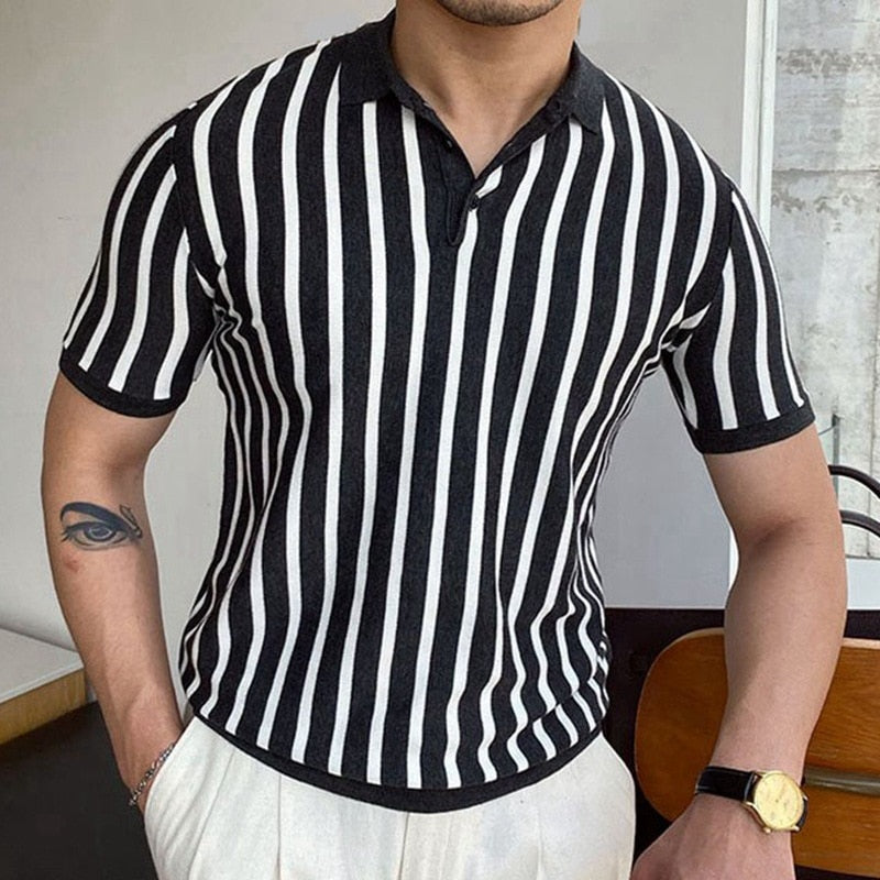 NIMA Polo Met Chique Streepjes En Korte Mouwen