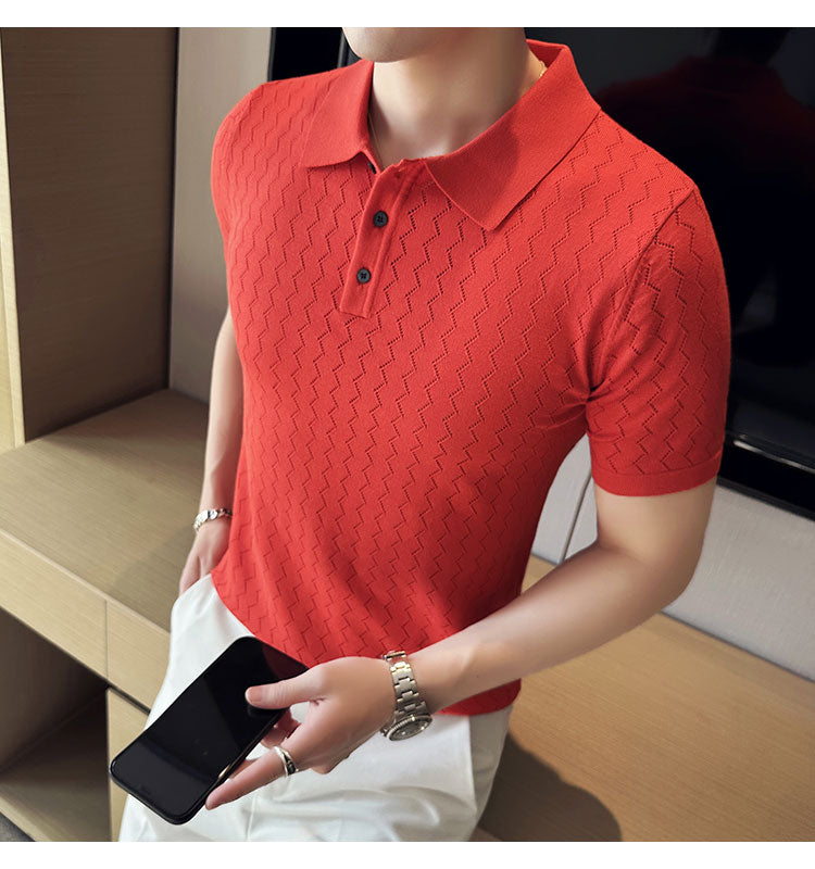 NIMA Modieuze Gebreide Poloshirt Met Revers