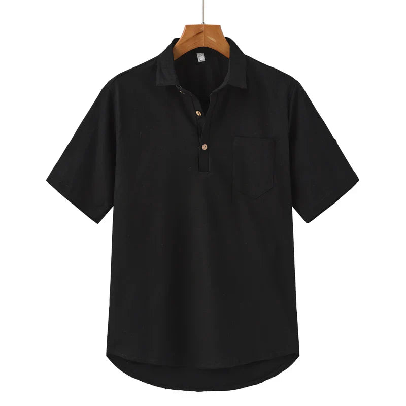 River Blouse - Linnen Polo Met Korte Mouwen