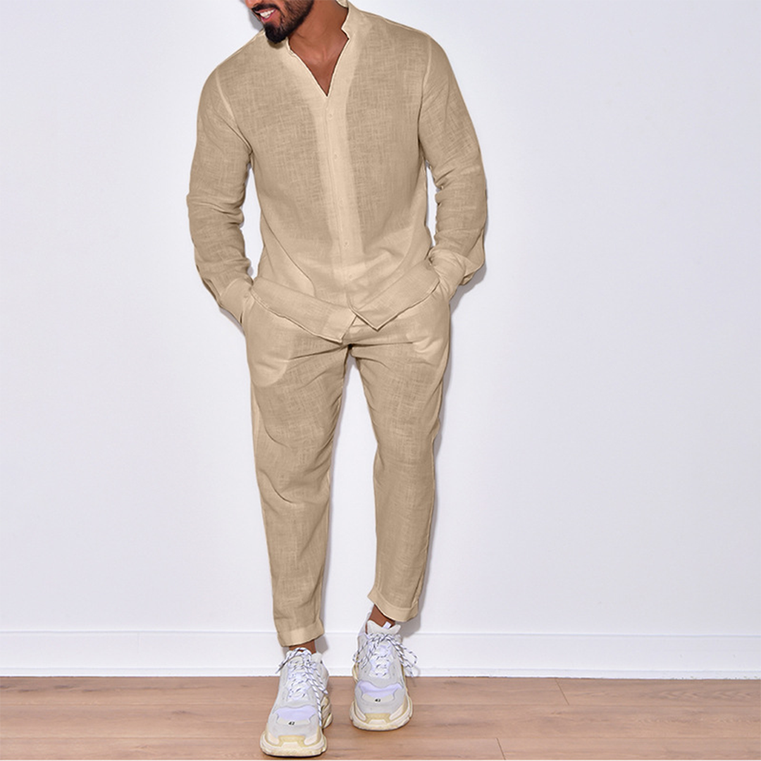 Muzario - Luxe Linnen Herenset | Blouse + Broek