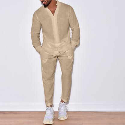Muzario - Luxe Linnen Herenset | Blouse + Broek
