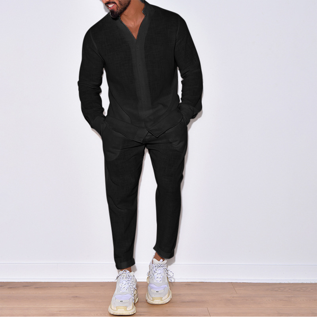Muzario - Luxe Linnen Herenset | Blouse + Broek