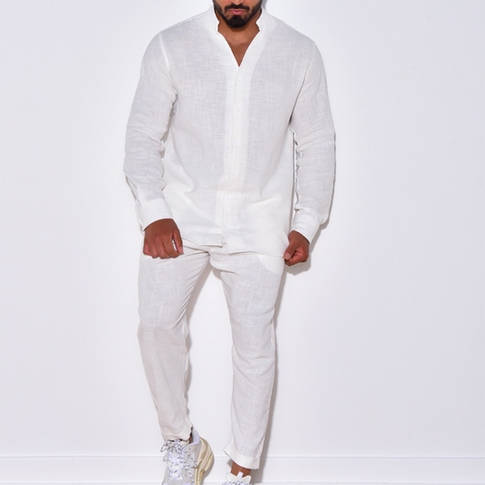 Muzario - Luxe Linnen Herenset | Blouse + Broek