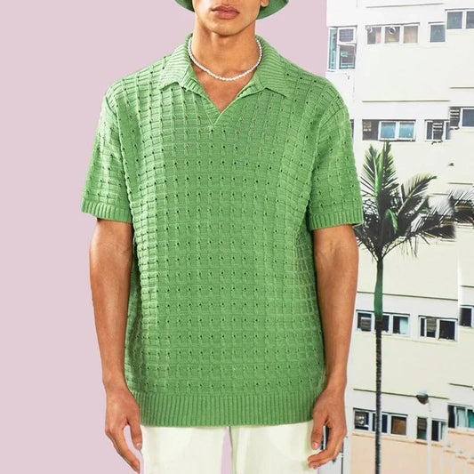 NIMA Oversized Gebreid Poloshirt